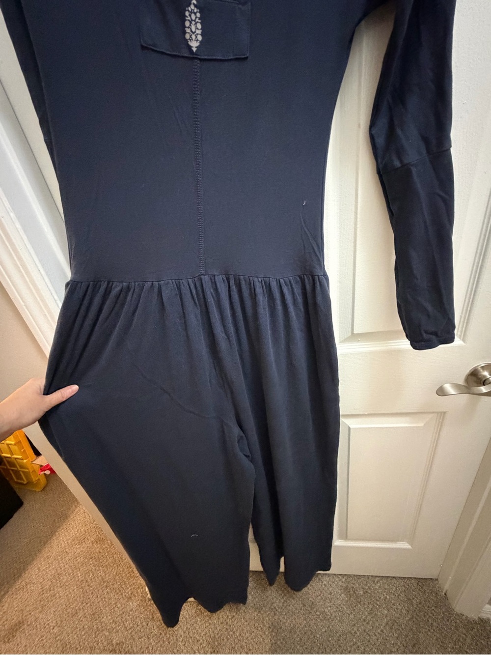 Free People FP Movement Hot Shot Wide Leg Long Sleeve Onesie Jumpsuit navy - Picture 13 of 13